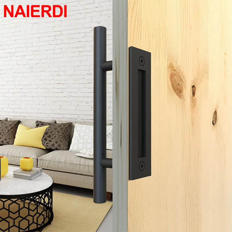 

NAIERDI Pull Flush Recessed Wood Door Handle Sliding Barn Door Pull 12" Interior Large Rustic Two-Side Design Door Furniture