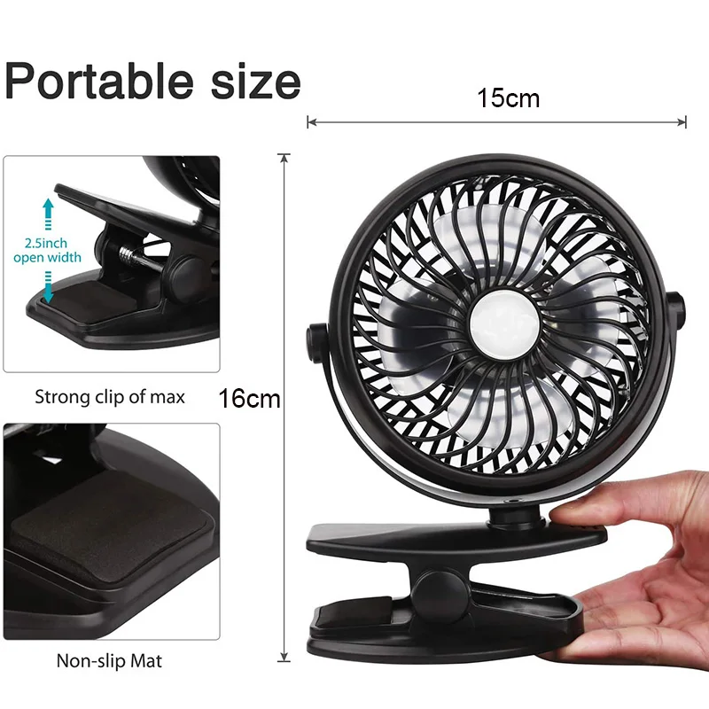พัดลมไฟฟ้าแบบพกพาพร้อมคลิป USB พัดลมชาร์จ Mini Mini Handheld พัดลมเด็กสำหรับ Ded แคมป์ปิ้งกลางแจ้ง