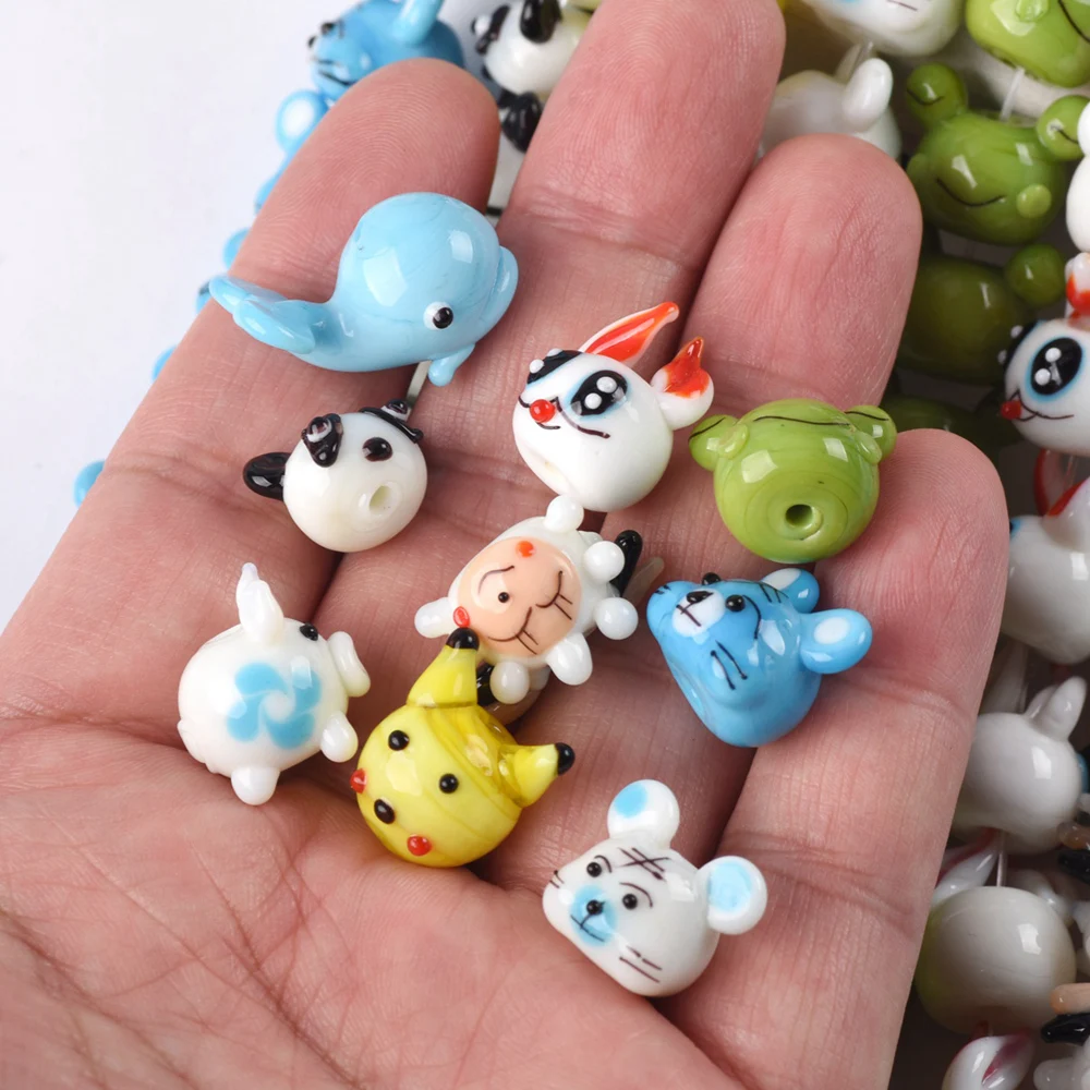 

2pcs 14mm-21mm Animal Shape Handmade Lampwork Glass Loose Beads for Jewelry Making DIY Crafts Findings