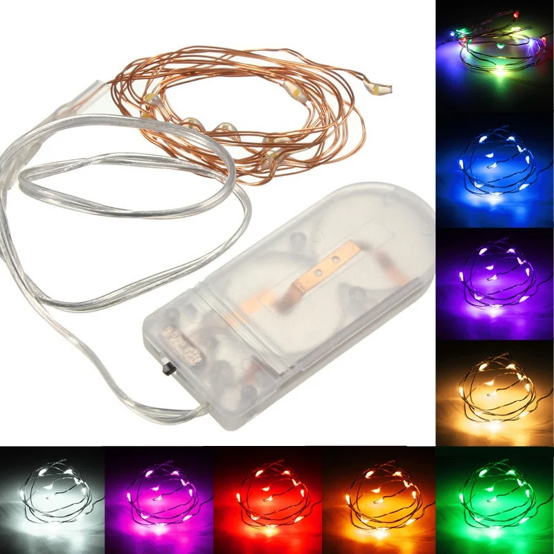 1 متر 10LED RGB الجنية أضواء عيد الميلاد حفل زفاف الديكور Led إضاءة بسلك نحاسي ديكور CR2032 بطارية تعمل دروبشيبينغ