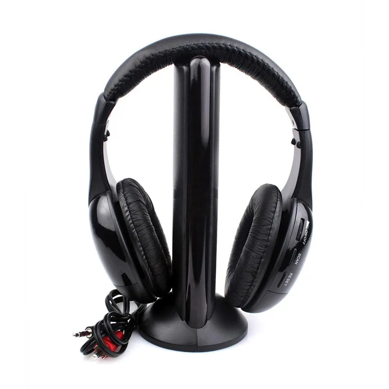 5 in 1 Wireless Headphone with FM Radio Microphone Mic Over Ear Wired Memory Foam Gaming Headset for Mp3 Mobile Phone Xiaomi TV