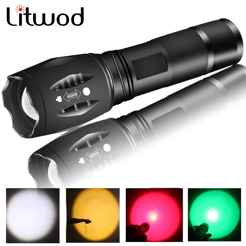 

10pcs Yellow & White 2 Colors XM-L2 U3 Led Flashlight Zoomable Waterproof Torch 18650 or AAA Battery for Camping Lantern