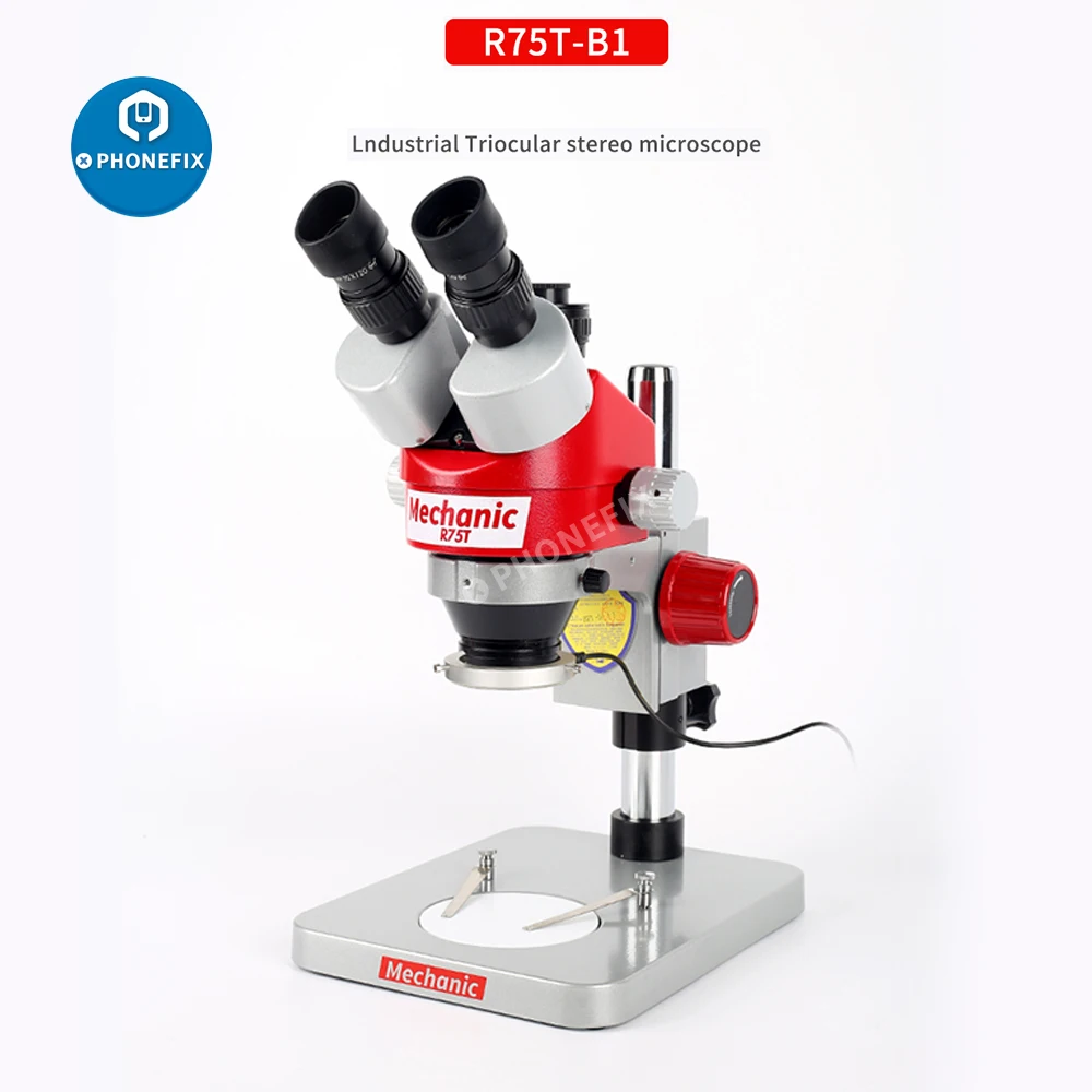 Mechanic R75T-B1 7-45X Continuous Zoom Trinocular Stereo Microscope Mobile Phone Repair Soldering Microscope for PCB Inspection