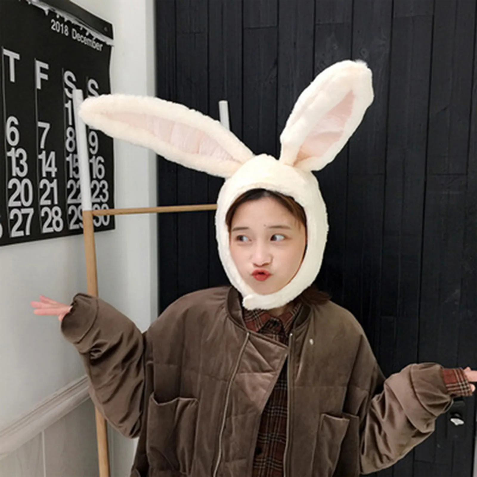 Large Bunny Ears Hat Bunny Hood Hat With Earflaps Party Women Girls Long Cap Plush Rabbit Ears Hat Шапка Зимняя Женская #P5