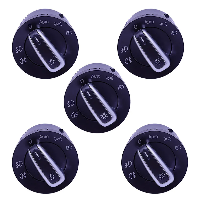 

5PCS For Golf Jetta MK5 MK6 Passat B6 B7 CC Touran Tiguan Chrome Auto Headlight Switch Fog Head Light Lamp Knob 5ND 941 431 B