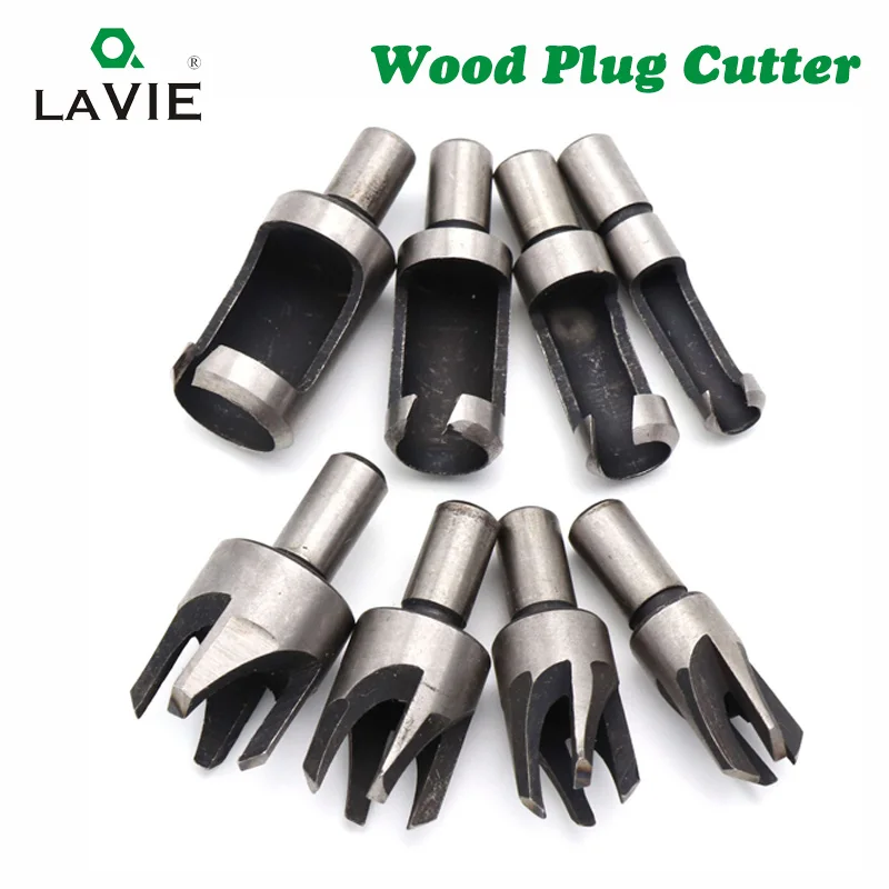 LAVIE-Juego de cortadores de enchufe para madera, herramienta de corte para carpintería, broca de corcho con garra, 5/8, 1/2, 3/8, 1/4, DB03010, 4 Uds.