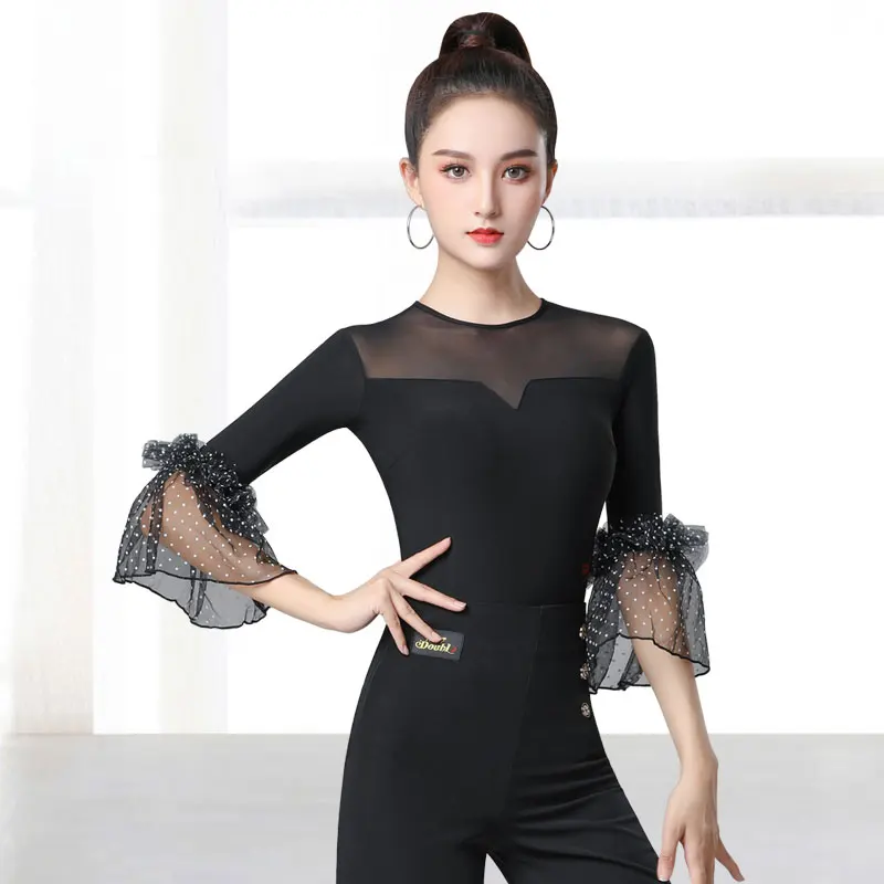 

Excellent Quality Latin Dance Leotard Female Sexy Performance Dancing Shirt Ballroom Cha Cha Samba Practice Dance Clothes