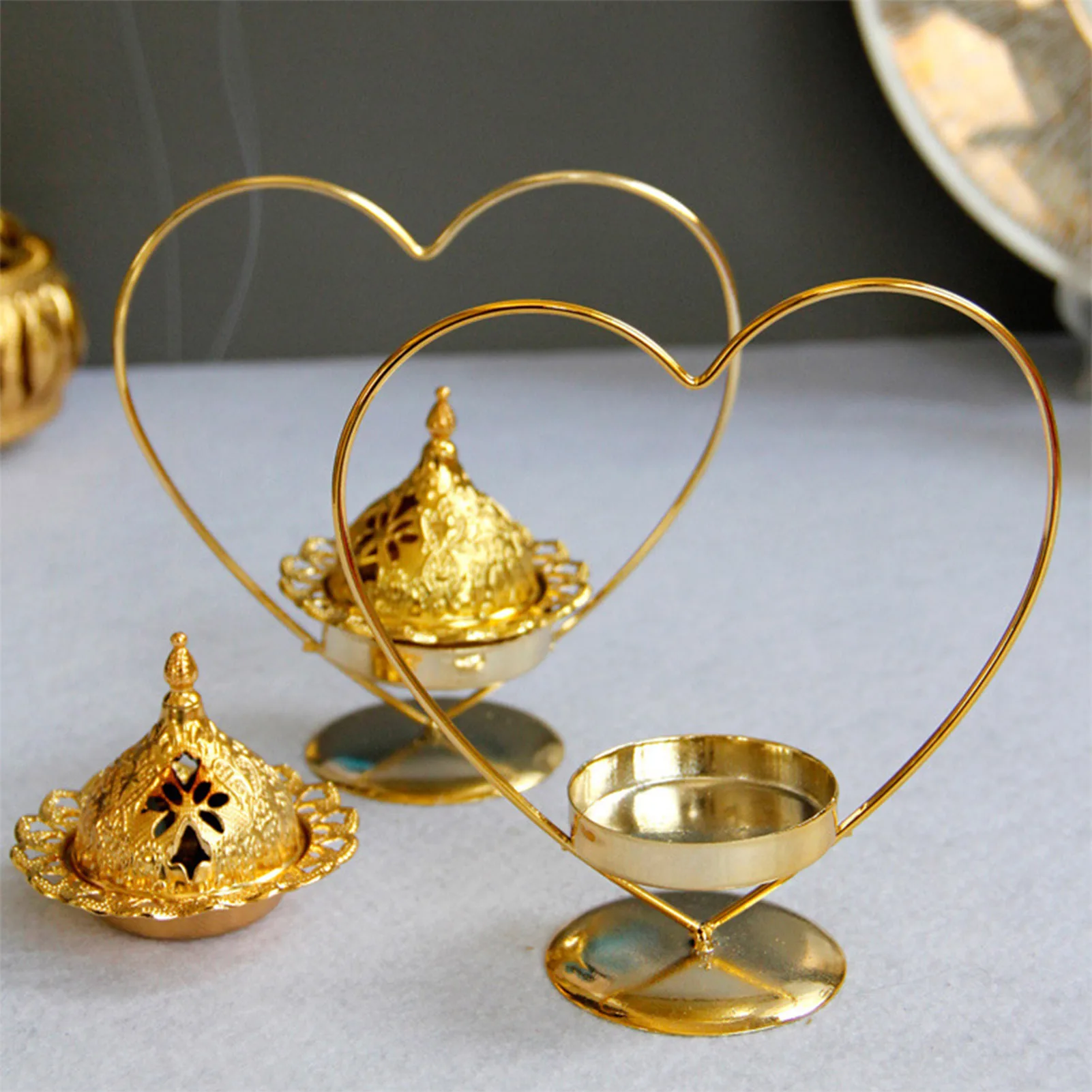 Muslim Ramadan Candle Holder Home Decor Centerpiece Decoration Moon Or Love Heart Shape Home Decor Incense Burner