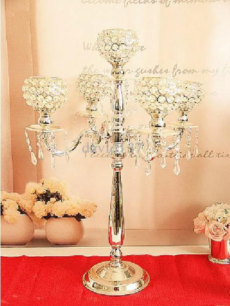 Crystal decoration tall wedding sliver candelabra