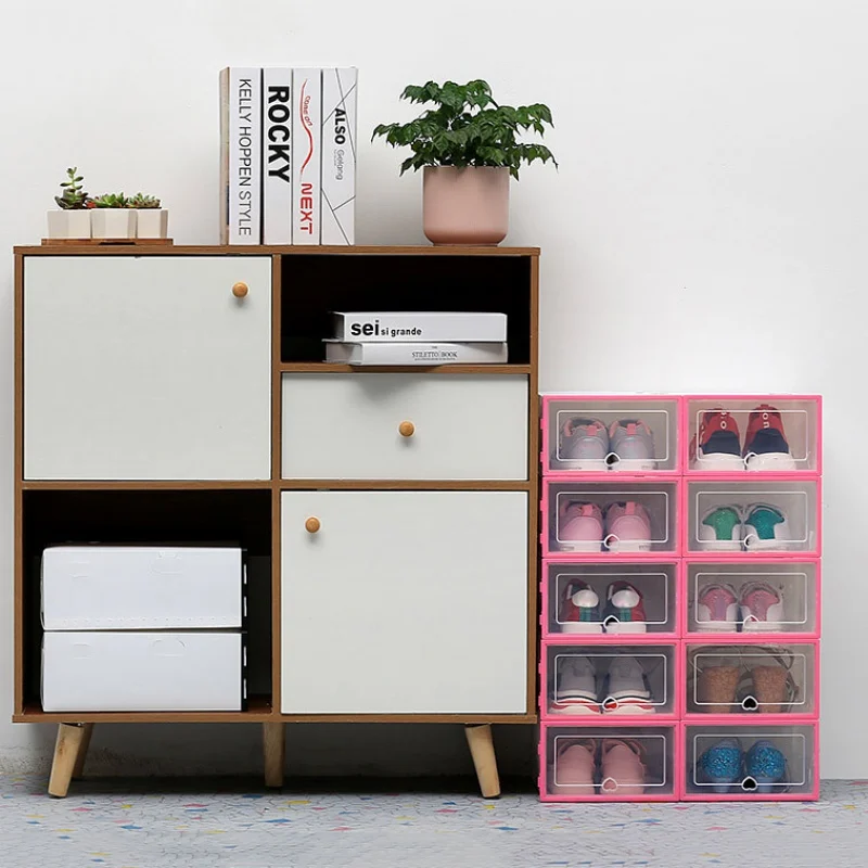 Top Organizer Clear Plastic Shoe Box Stackable Folding Shoe Storage Drawer Home DIY Organizers Container Dropship