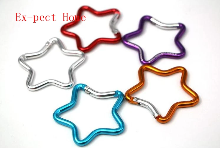 

300pcs 5cm Outdoor Ring Aluminum Star Carabiner KeyChain Hook Clip Climbing Camping Outdoor Color Random Delivery