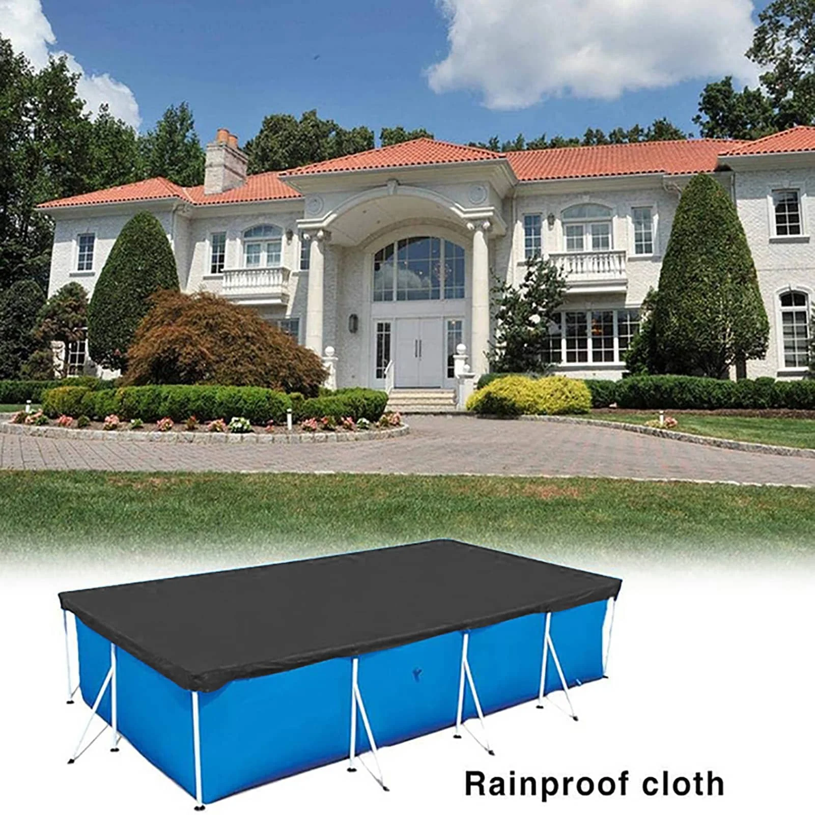 210D Pool Ground Cover Large Outdoor Round Leaf Protection Proof Cloth Dust Cover 300*200cm