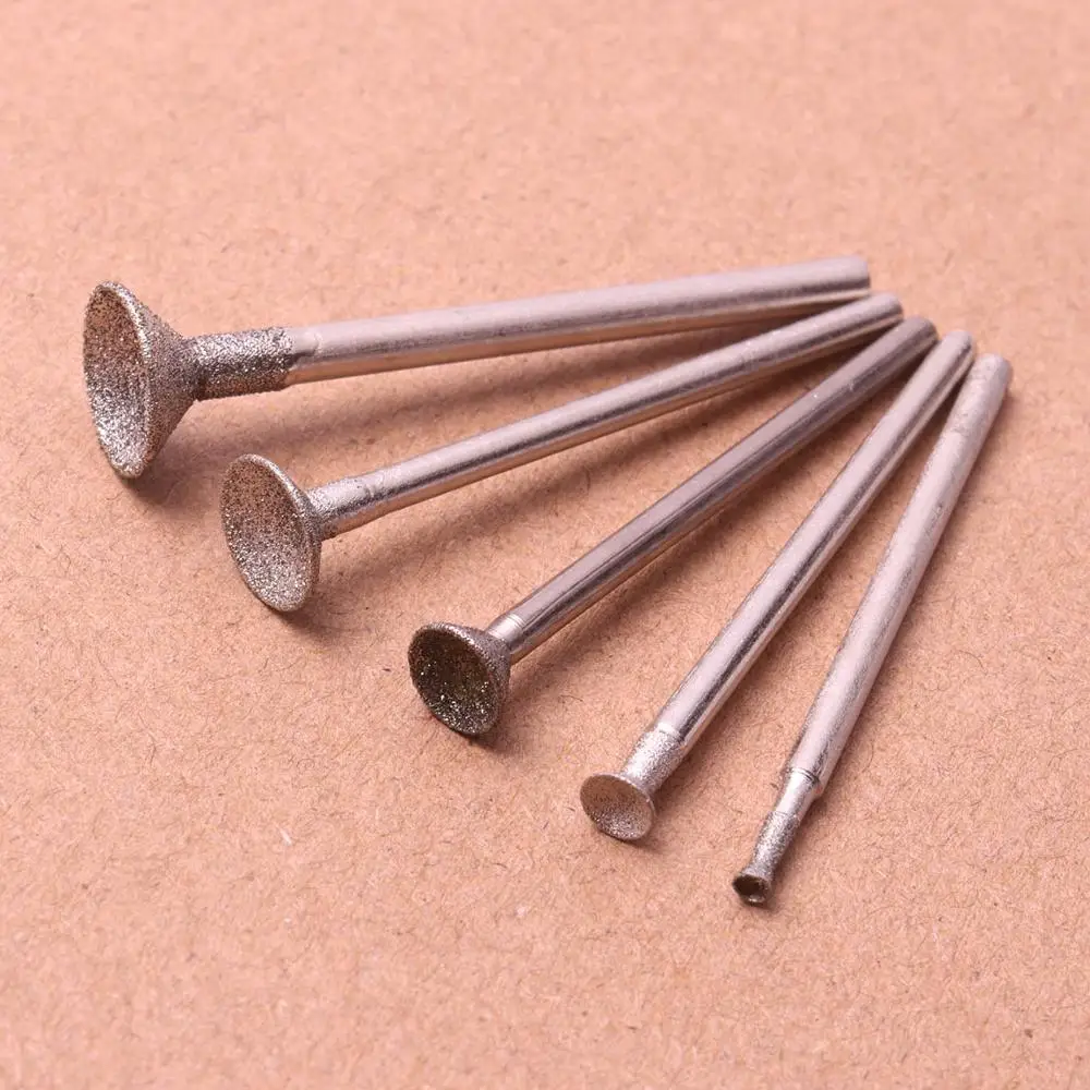 New 10Pcs 2.35/3mm Shank 2-10mm Diamond Grinding Head Mounted Point Spherical Concave Jade Carving Burr Polishing Engraving Tool
