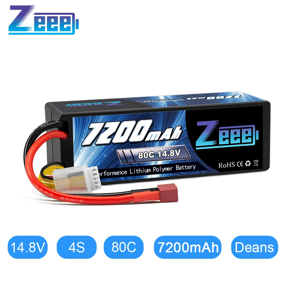 Zeee 4S 7200mAh Lipo batteria 14.8V 80C con Deans Plug Hardcase per RC Car Truck Tank RC Buggy Truggy Racing Hobby Model Parts