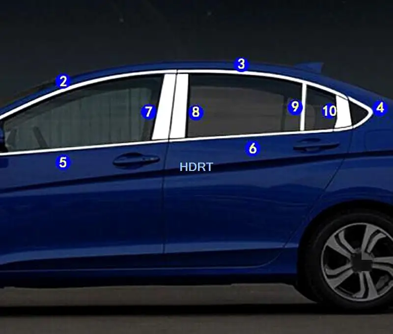 Стайлинг автомобиля, полная отделка окна для Honda City 2015-2018, нержавеющая сталь, автомобильный оконный центр, столб, блестки, стикер, автомобильный аксессуар