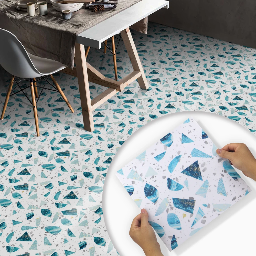 

Terrazzo Removable No Damage Adhesive Floor Decals Vinyl Flooring Ceramic Laminate Peel and Stick 30x30CM Tile Stickers Floors