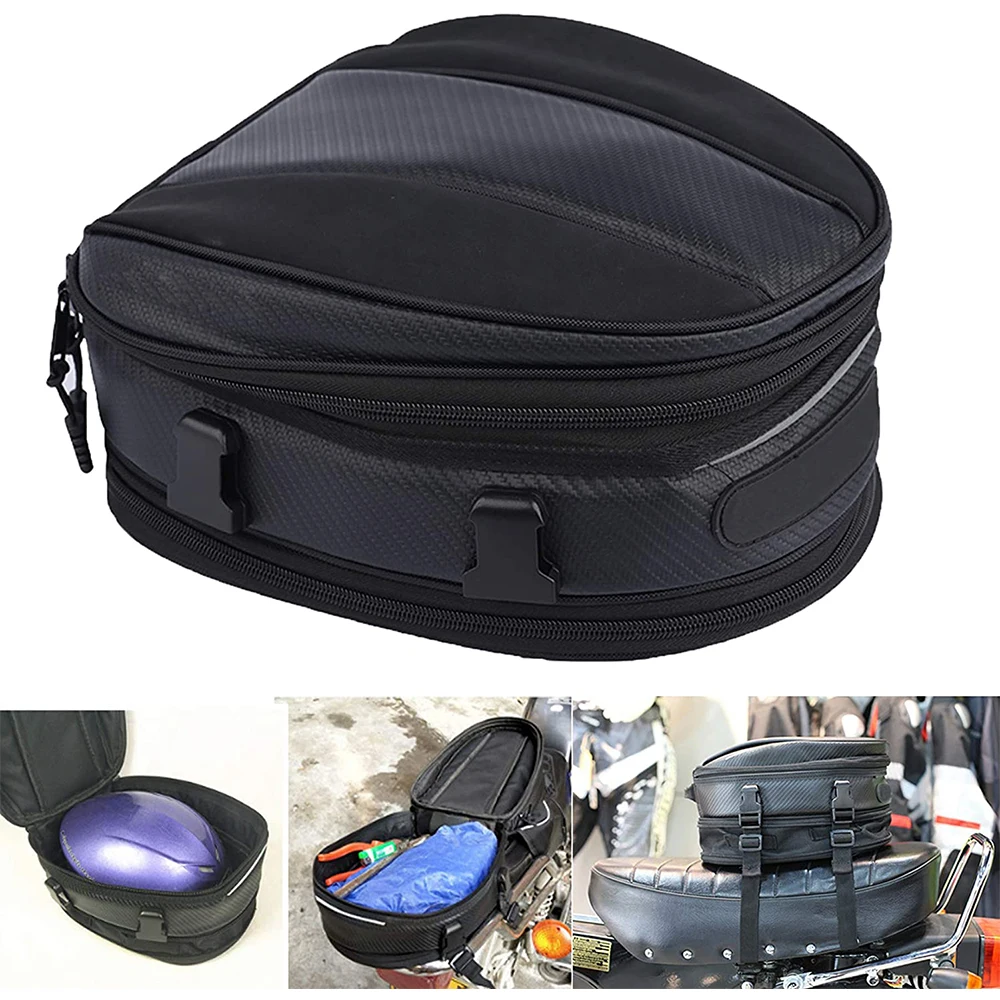 Motorcycle Tail Bag Waterproof Bag Motorbike Saddle Bag Backpack  Multifunctional Luggage Bags Expandable Backpack PU Leather