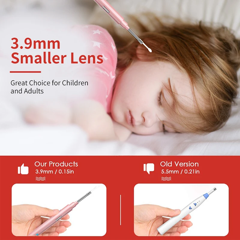 Smart Visual Ear Sticks Endoscope 200W High Precision Earpick Mini Camera Otoscope Health Care Wifi Ear Cleaner