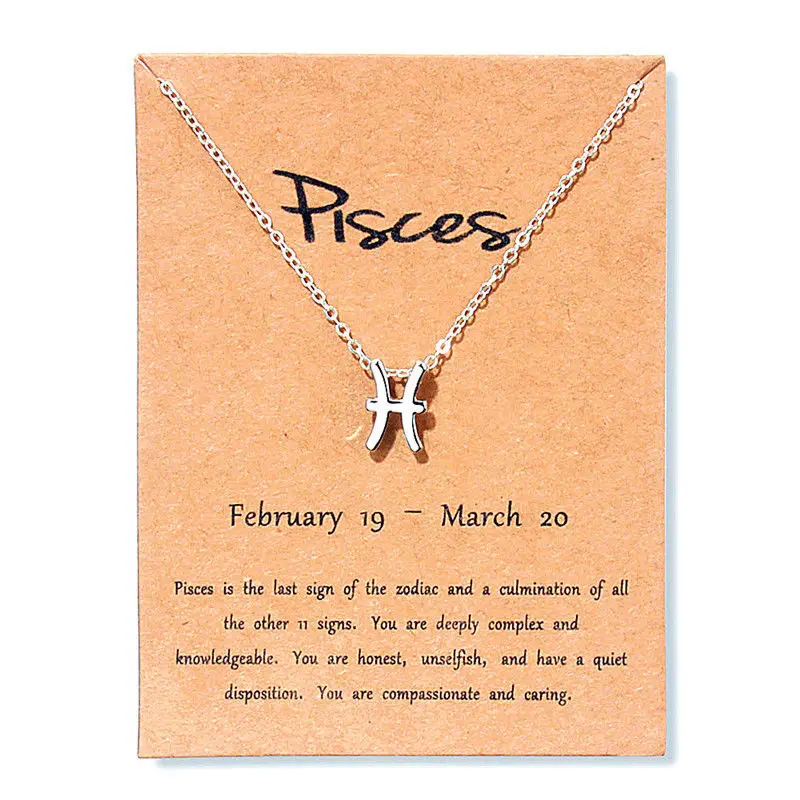 Women 12 Horoscope Zodiac Sign Pendant Necklace Taurus Aries Leo 12 Constellations Jewelry Kids Christmas Gifts