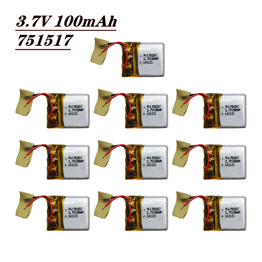 

4/5/10pcs 3.7V 100mah 751517 Li-Po Battery For CX-10 Cx10/ JXD-395 /LS111 /U207/V272 V282 V292 RC Quadcopter Drone Spare Parts