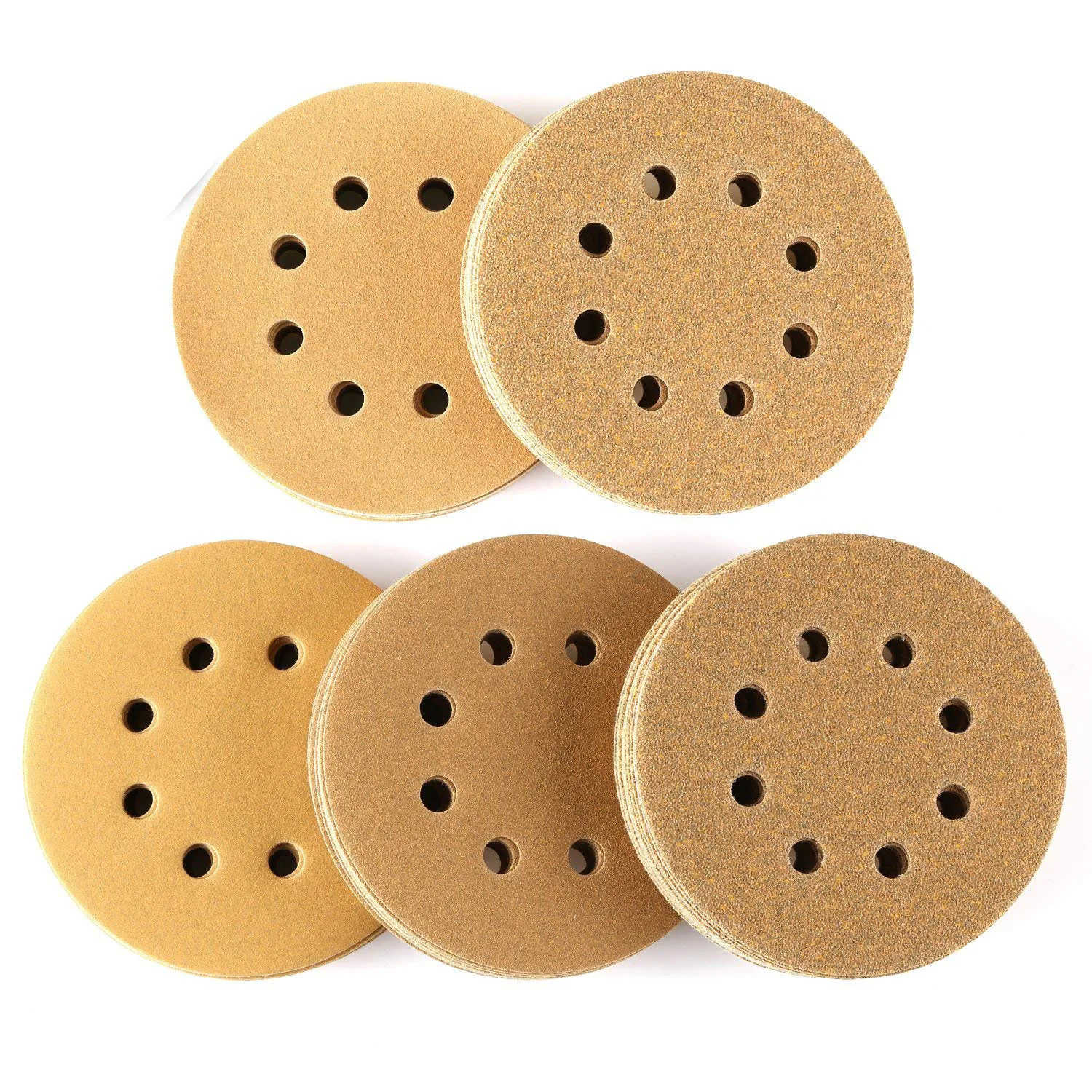 

20pcs 5 Inch 125mm Round Sandpaper semi brittle aluminum oxide grain Eight Hole Disk Sand Sheets Grit 60-400