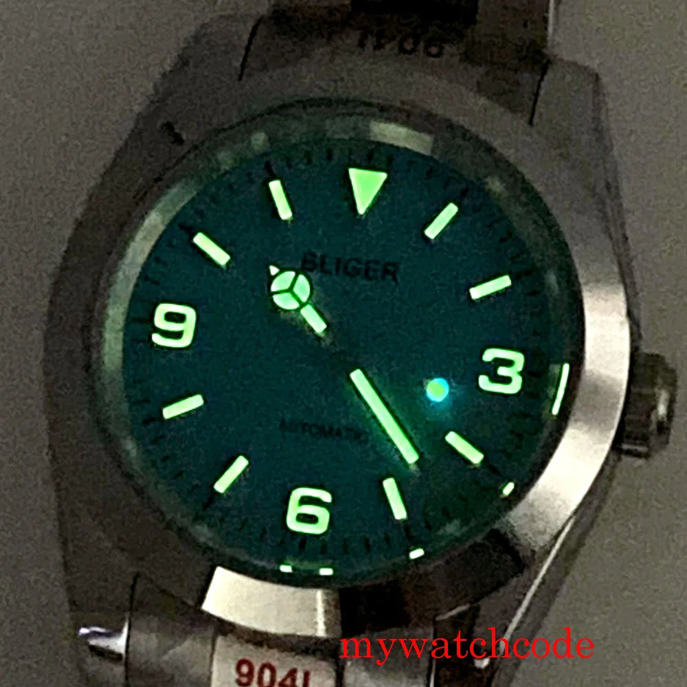 BLIGER 36Mm/39Mm Màu Đen Xanh Lá Xanh Dương Mặt Kính Sapphire Tự Động Nam Đồng Hồ Đeo Tay NH35A Miyota8215 PT5000 Phong Trào Xanh dạ Quang