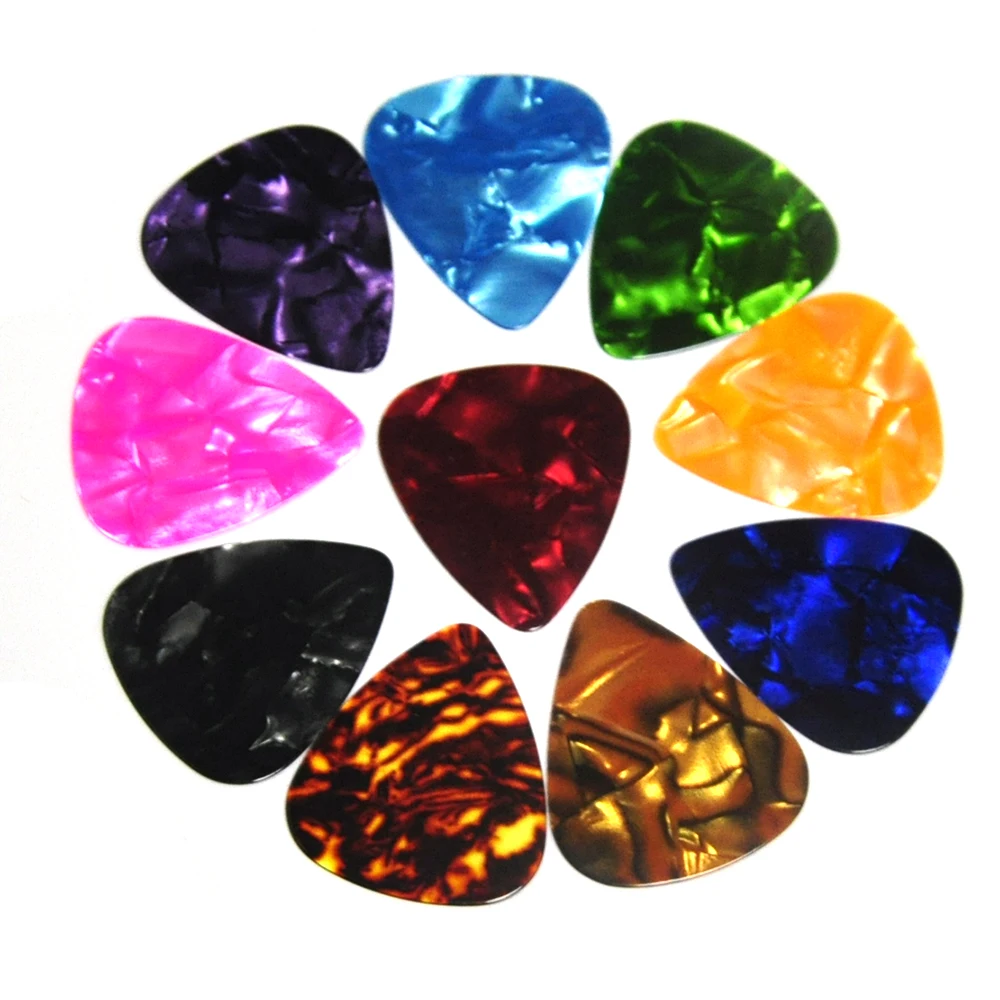 Lots of 100pcs Thin 0.46mm Celluloid Guitar Picks Plectrums Multi Colors