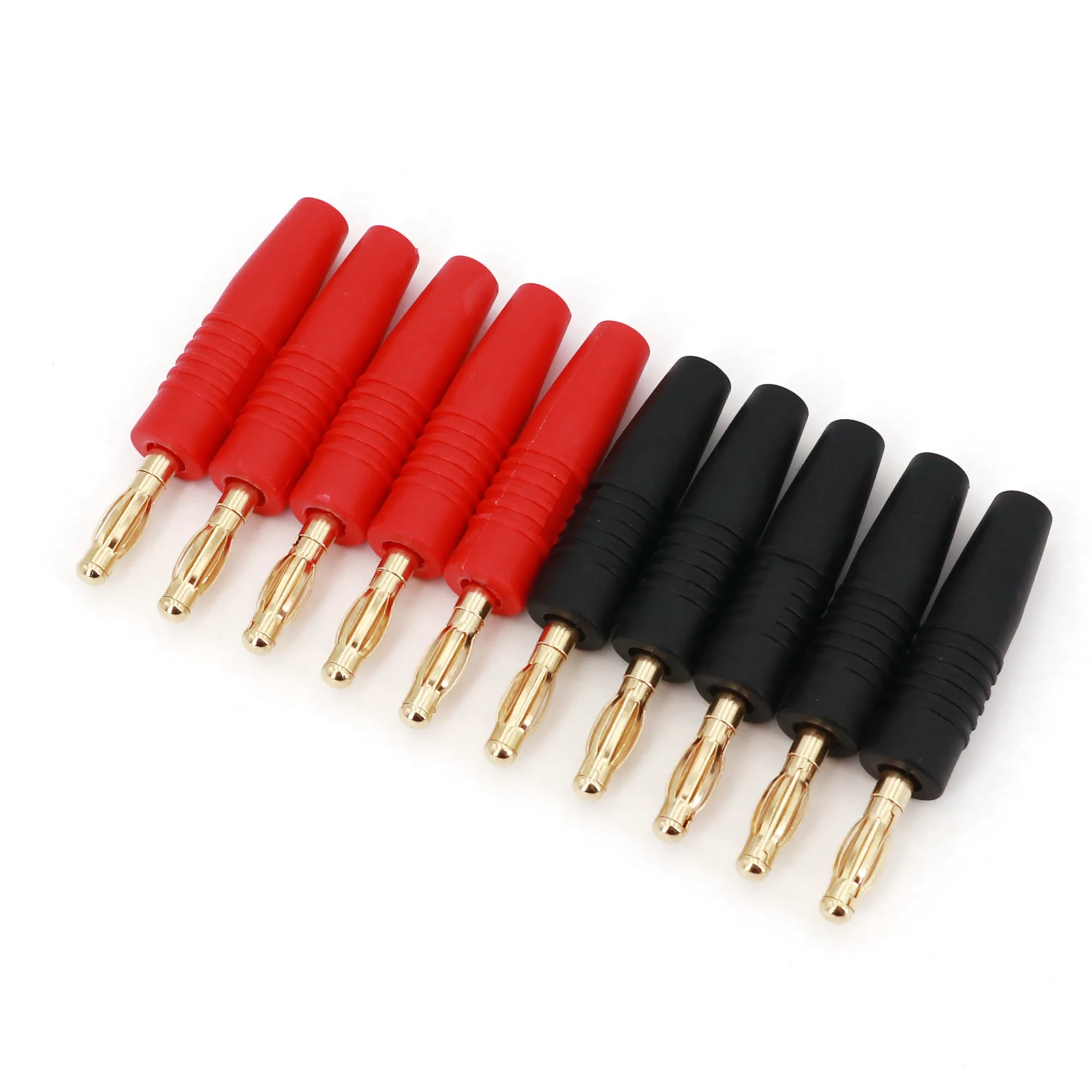 10Pcs 4mm Red and Black Wire Solder Type Gold Plate Male Banana Plug Connector