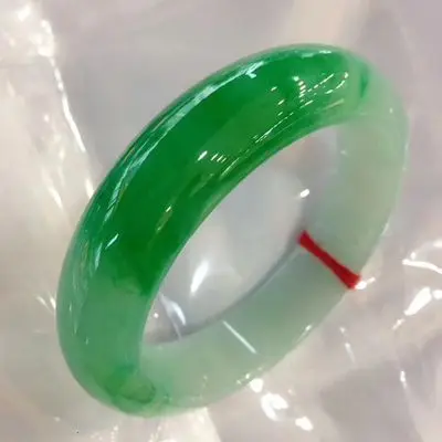 Natural Burmese Emerald Green Two-tone 54-62mm Bangle Elegant Princess Jewelry Best Gift