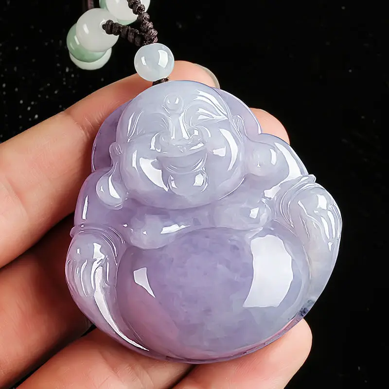 

AAA Jade Buddha Pendant Men Women Genuine Natural Burma Jadeite Amulet Gift Purple Jades Stone Buddha Charms Jewelry Accessories
