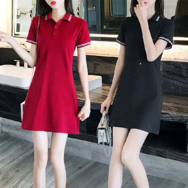 Jurken Voor Vrouwen Sport Toevallige Korte Mouwen Polo Shirt Kraag T-shirt Paul Jurk Voor Vrouwen Vestido De Mujer Femme gewaad