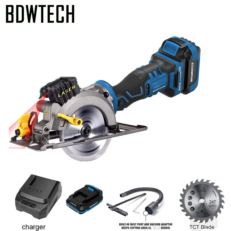 BDWTECH BT526 Mini portable 20V Electric cordless circular saw with lase function and Wood saw blade Free Return