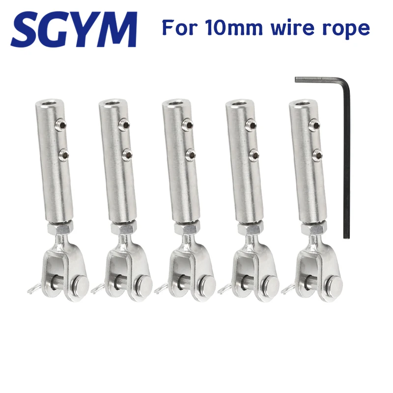 For 10mm Cable Railing kit Wire rope Fork Jaw Tension Terminal Fitting Toggle Anchor  with Hexagon Grub Screw Bolts