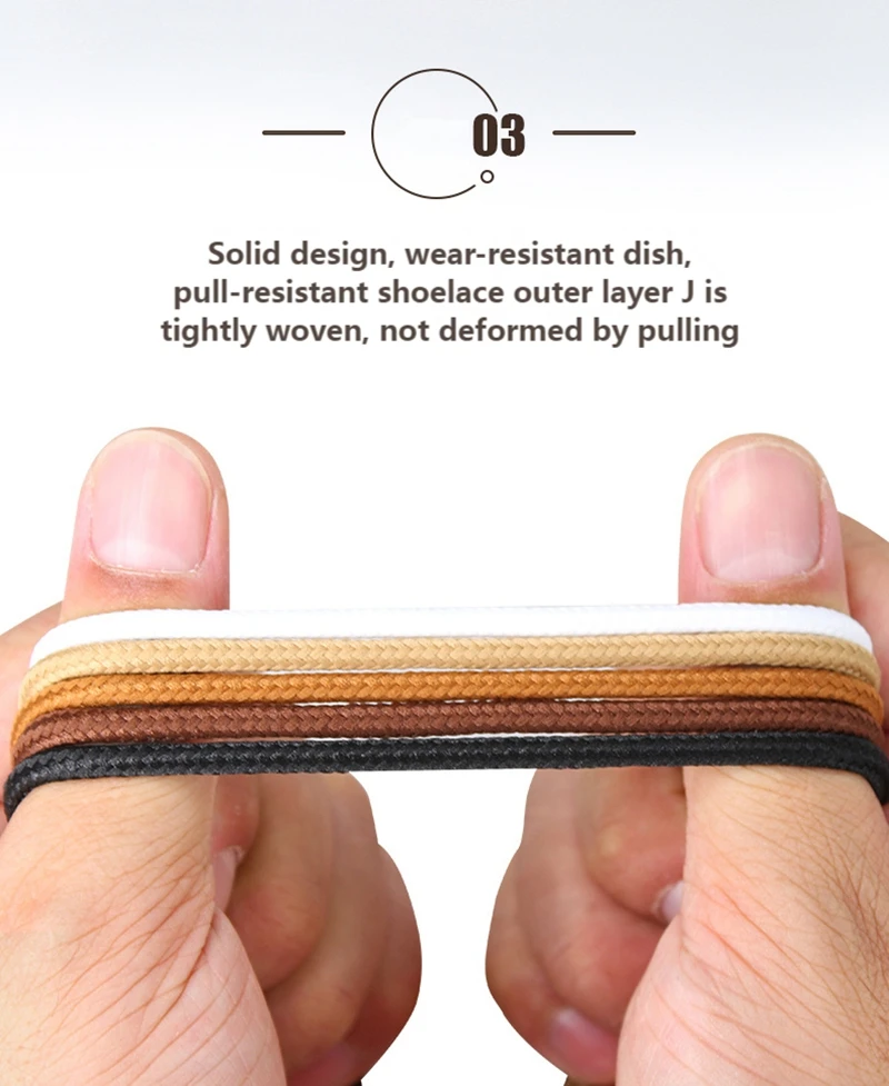 Runde Schnürsenkel, klassisch, hochwertig, schwarz, für Outdoor-Freizeitschuhe, Bergsteiger-Sneaker, Polyester-Schnürsenkel – Detail 6