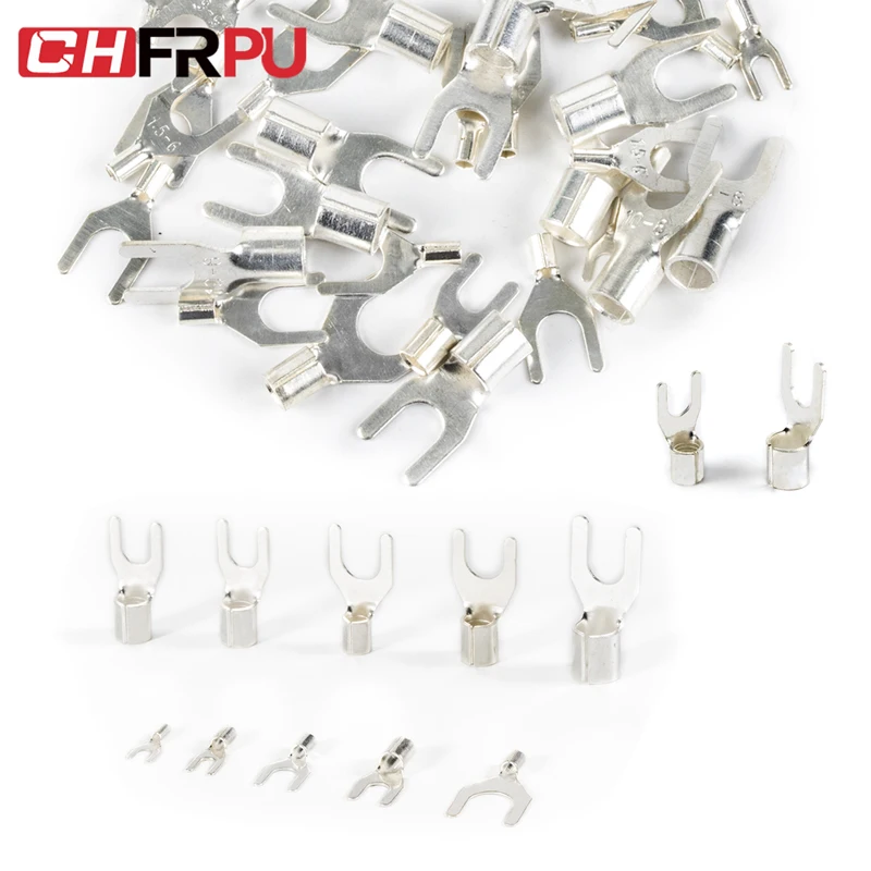 UT OT Non-Insulated Ring Fork U-Type Terminal Tin-Plated Brass Terminals Assortment Kit Cable Wire Connector Crimp