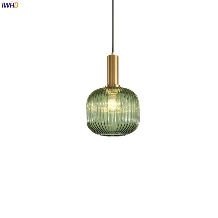 IWHD Nordic Style Glass Pendant Lights Fixtures Bedroom Dinning Living Room Light Modern LED Hanging Lamp Hanglamp Luminaire