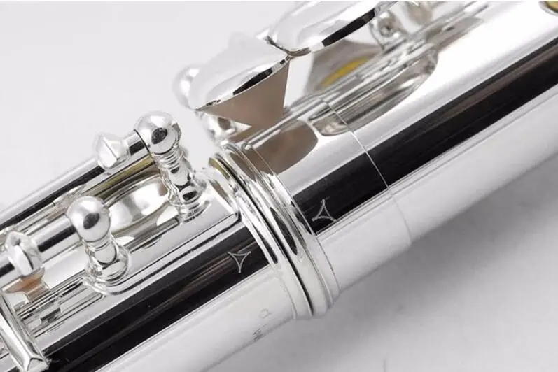 Hot 271S Professional Brand Flute Type Small Elbow The 16 Key Hole Openings C Flute Silver Body Gold Keys Instrument