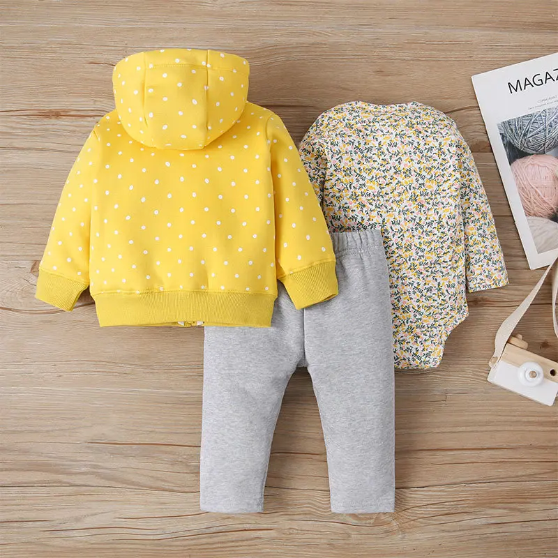 Baby Girls Boys Clothes Long sleeves Hoodies Tops Coats+Pants+Bodysuits 2024 Spring Winter 3PCS Sets Newborn Baby Girl Clothing