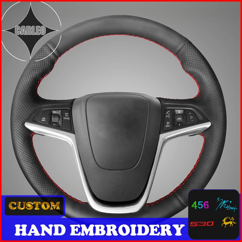 

Holder for Opel Mokka Astra J Meriva Insignia 2009-16 Suede Leather Custom Stitchwork Embroidery Steering Wheel Cover Top Layer