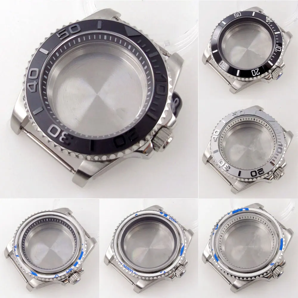 

40mm 316L Sapphire Crystal Watch Case Accessories for NH35 NH36 NH34 NH38 ETA 2824 PT5000 ST2130 10BAR White Black Chapter Ring