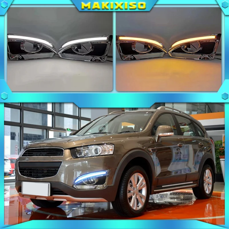 

Turn Yellow Signal Function Car DRL Lamp 12V LED Daytime Running Light Daylight For Chevrolet Captiva 2014 2015 2016