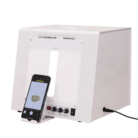 Новый световой короб для фотостудии SANOTO, софтбокс, вращающийся поворотный стол с регулировкой яркости для фотосъемки ювелирных изделий, видеосъемки и 3D-сканирования топ 8 студийный фотобокс - №2