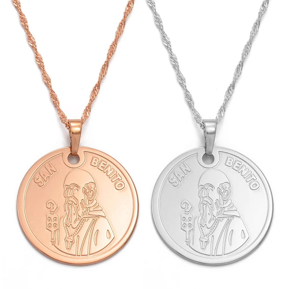 Anniyo San Benito Pendant Necklaces Religious Jewelry for Women,Catholic Church Jewellery @@