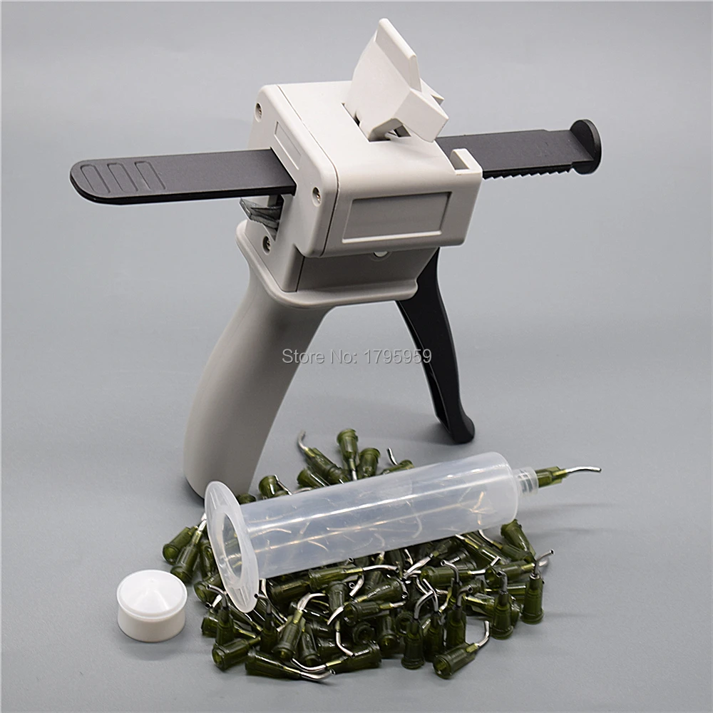 Pistola per colla 30ml pistola per calafataggio adesiva UV con barilotto per siringa per Dispenser di colla 30cc e punta dell'ago di erogazione affusolata piegata 100pcs 14G