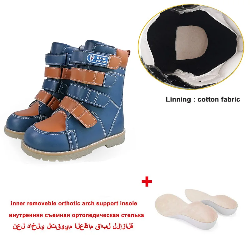 Ortoluckalnd Children Shoes Kids Orthopedic Calf Boots Winter Toddlers Strap Clubfoot Booties With Removable Arch Support Soles