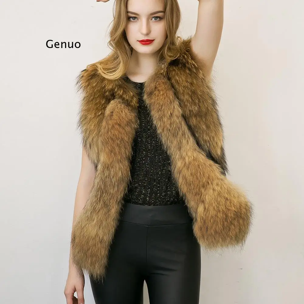 ผู้หญิงฤดูหนาว Faux ขนสัตว์เสื้อกั๊กหนา Slim Furry เสื้อปลอมขนปุย Warm Splice Western เสื้อกั๊กสไตล์แจ็คเก็ตหญิง