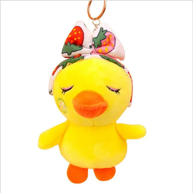 1 pçs criativo pequeno pato amarelo brinquedos de pelúcia pingente bonito pato pelúcia animal frango boneca presente natal chaveiro acessórios