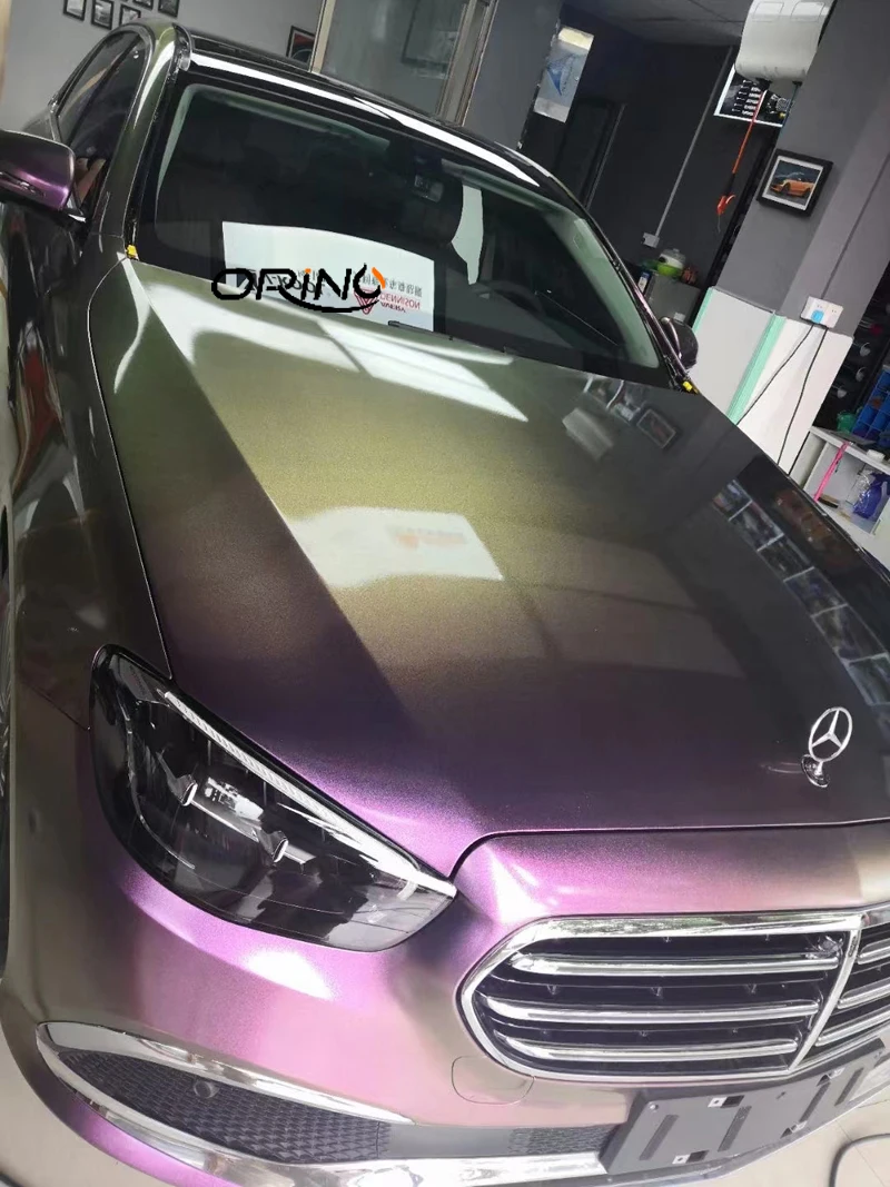 

Glossy Metallic Vinyl Wrap Chameleon Purple Bronze Vehicle Car Wrapping Decal size 1.52x18m 5x59ft