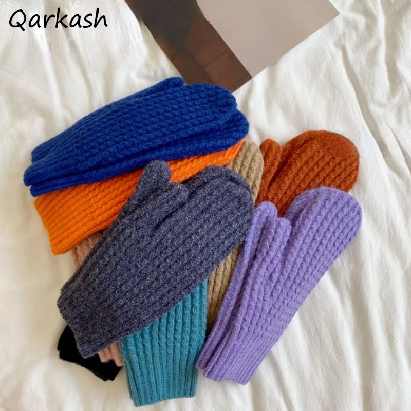 

Mittens Women Candy Color All-match Simple Warm Winter Students Knitting Stylish Lady Fashion Newest Aesthetic Y2K Girls Lovely