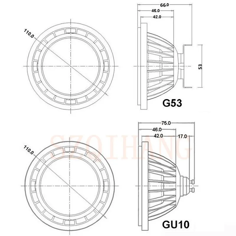 AR111 스포트라이트 LED 광원, 웜 화이트, 콜드 화이트, 내추럴 화이트 조명, 다운 램프, 10W, 15W, ES111, 110V, 220V, DC12V, G53, GU10